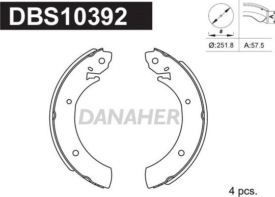 Danaher DBS10392 - Bremžu loku komplekts adetalas.lv