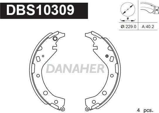 Danaher DBS10309 - Bremžu loku komplekts adetalas.lv