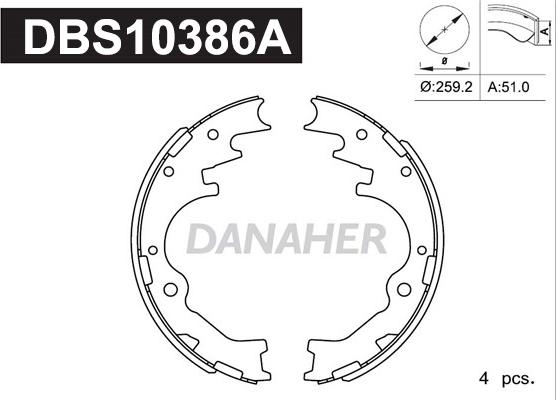 Danaher DBS10386A - Bremžu loku komplekts adetalas.lv