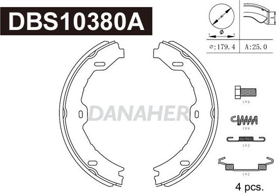 Danaher DBS10380A - Bremžu loku kompl., Stāvbremze adetalas.lv