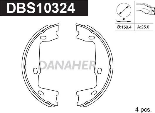 Danaher DBS10324 - Bremžu loku kompl., Stāvbremze adetalas.lv