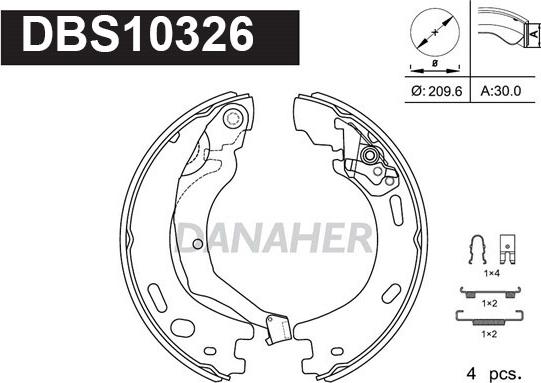 Danaher DBS10326 - Bremžu loku kompl., Stāvbremze adetalas.lv