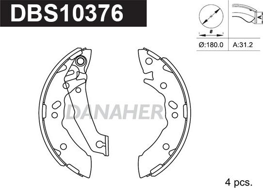 Danaher DBS10376 - Bremžu loku komplekts adetalas.lv