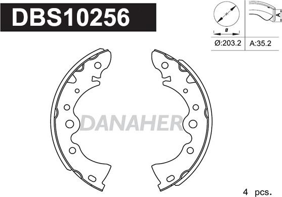 Danaher DBS10256 - Bremžu loku komplekts adetalas.lv