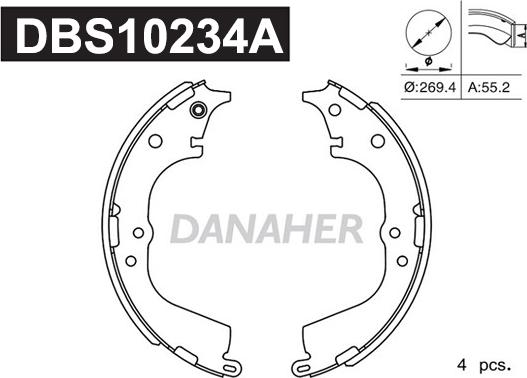 Danaher DBS10234A - Bremžu loku komplekts adetalas.lv