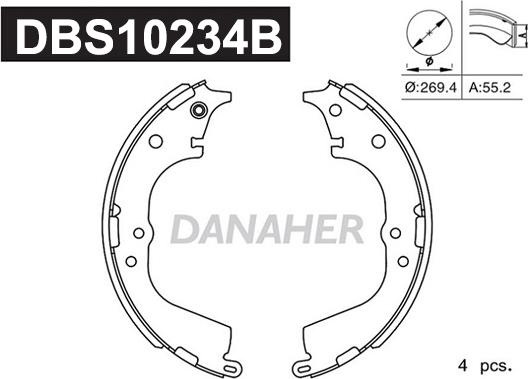 Danaher DBS10234B - Bremžu loku komplekts adetalas.lv