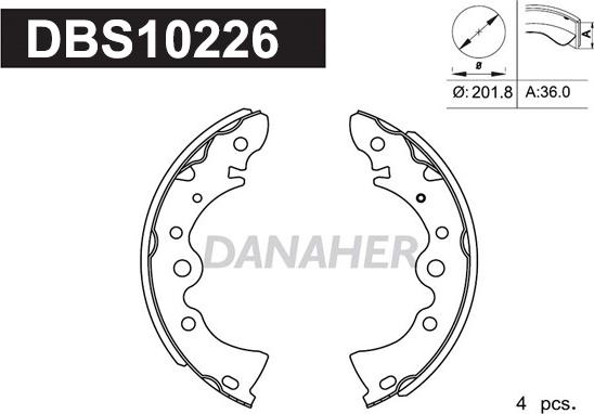 Danaher DBS10226 - Bremžu loku komplekts adetalas.lv