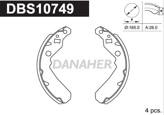 Danaher DBS10749 - Bremžu loku komplekts adetalas.lv