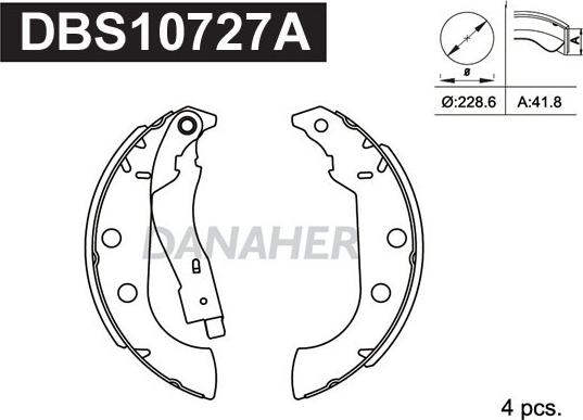 Danaher DBS10727A - Bremžu loku komplekts adetalas.lv