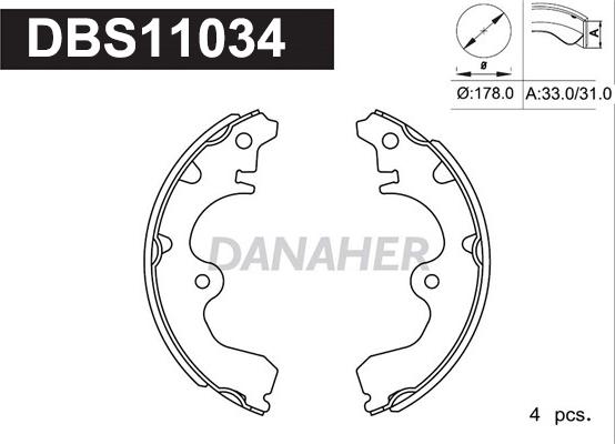 Danaher DBS11034 - Bremžu loku komplekts adetalas.lv