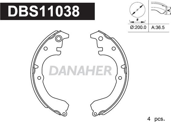 Danaher DBS11038 - Bremžu loku komplekts adetalas.lv