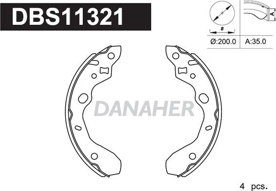 Danaher DBS11321 - Bremžu loku komplekts adetalas.lv