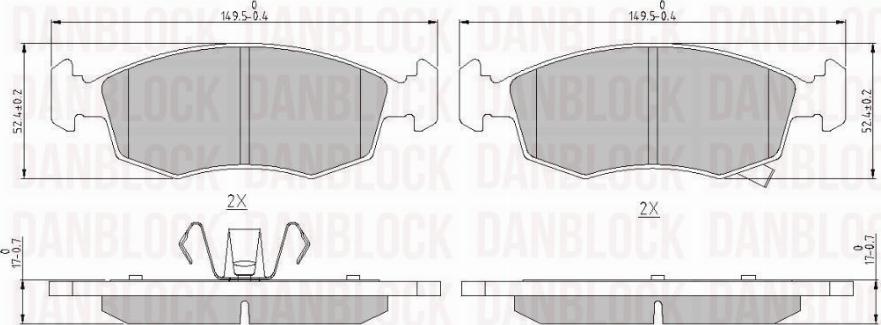 DAN-BLOCK DB 510922 - Bremžu uzliku kompl., Disku bremzes adetalas.lv