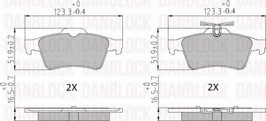 DAN-BLOCK DB 510481 - Bremžu uzliku kompl., Disku bremzes adetalas.lv