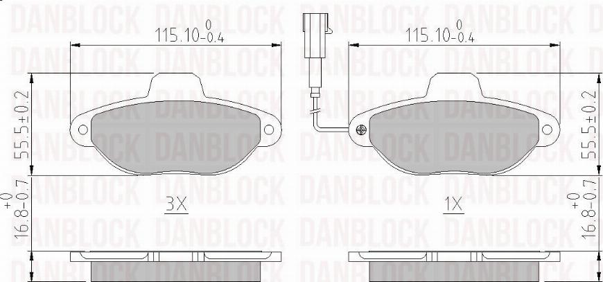 DAN-BLOCK DB 510594 - Bremžu uzliku kompl., Disku bremzes adetalas.lv