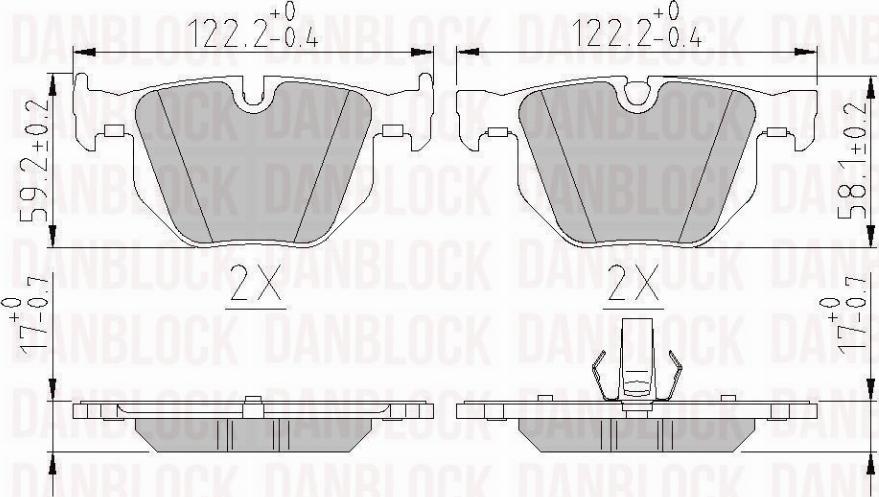 DAN-BLOCK DB 510596 - Bremžu uzliku kompl., Disku bremzes adetalas.lv