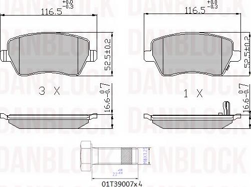 DAN-BLOCK DB 510503 - Bremžu uzliku kompl., Disku bremzes adetalas.lv