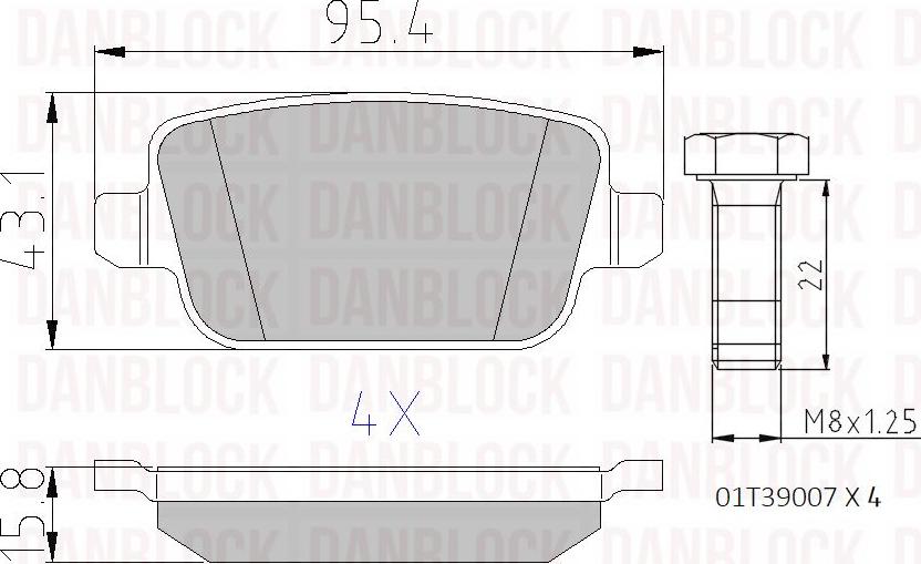 DAN-BLOCK DB 510527 - Bremžu uzliku kompl., Disku bremzes adetalas.lv