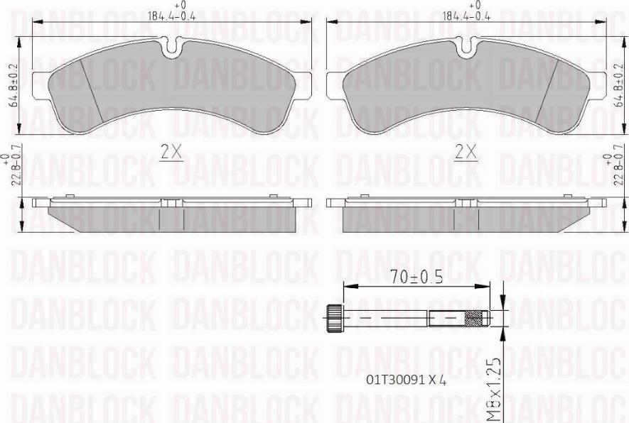 DAN-BLOCK DB 510662 - Bremžu uzliku kompl., Disku bremzes adetalas.lv