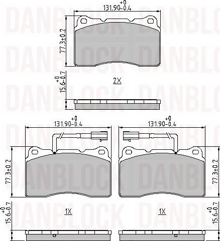 DAN-BLOCK DB 510637 - Bremžu uzliku kompl., Disku bremzes adetalas.lv