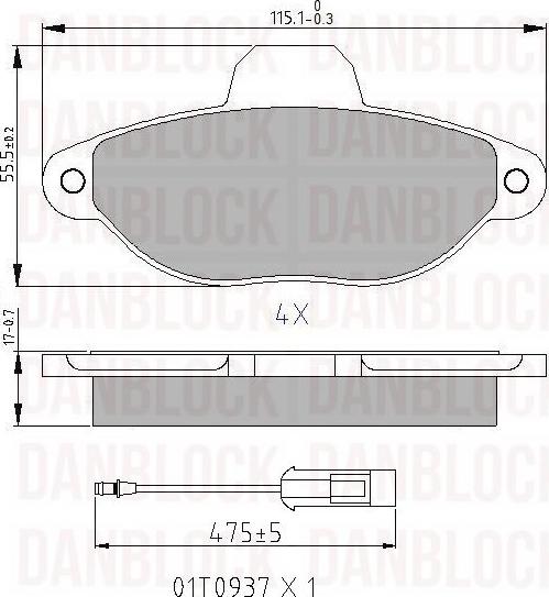 DAN-BLOCK DB 510197 - Bremžu uzliku kompl., Disku bremzes adetalas.lv