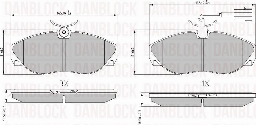 DAN-BLOCK DB 510812 - Bremžu uzliku kompl., Disku bremzes adetalas.lv