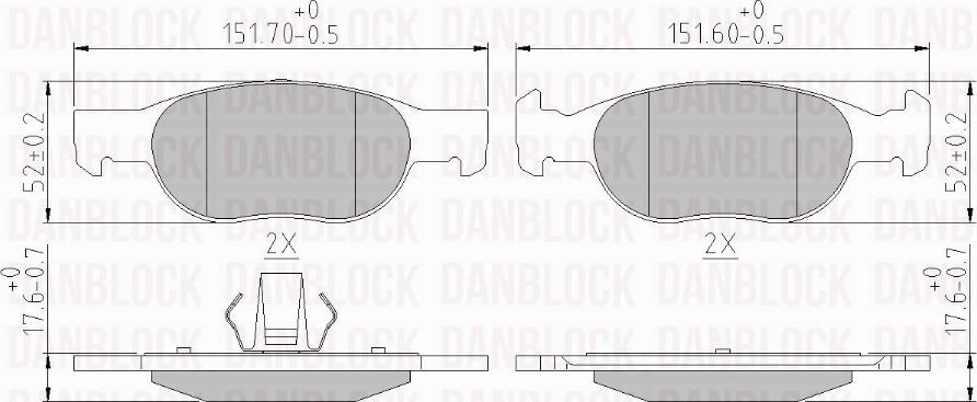 DAN-BLOCK DB 510385 - Bremžu uzliku kompl., Disku bremzes adetalas.lv