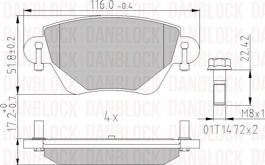 DAN-BLOCK DB 510372 - Bremžu uzliku kompl., Disku bremzes adetalas.lv