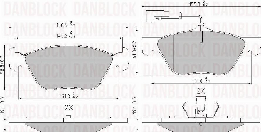 DAN-BLOCK DB 510288 - Bremžu uzliku kompl., Disku bremzes adetalas.lv