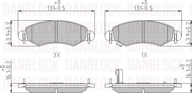 DAN-BLOCK DB 510750 - Bremžu uzliku kompl., Disku bremzes adetalas.lv