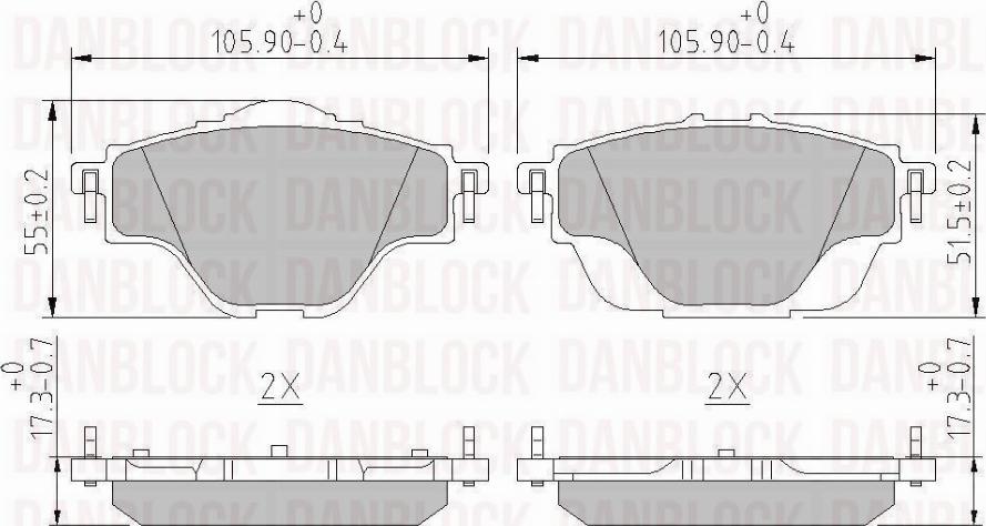 DAN-BLOCK DB 511171 - Bremžu uzliku kompl., Disku bremzes adetalas.lv