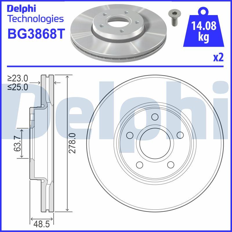 Delphi BG3868T - Bremžu diski adetalas.lv