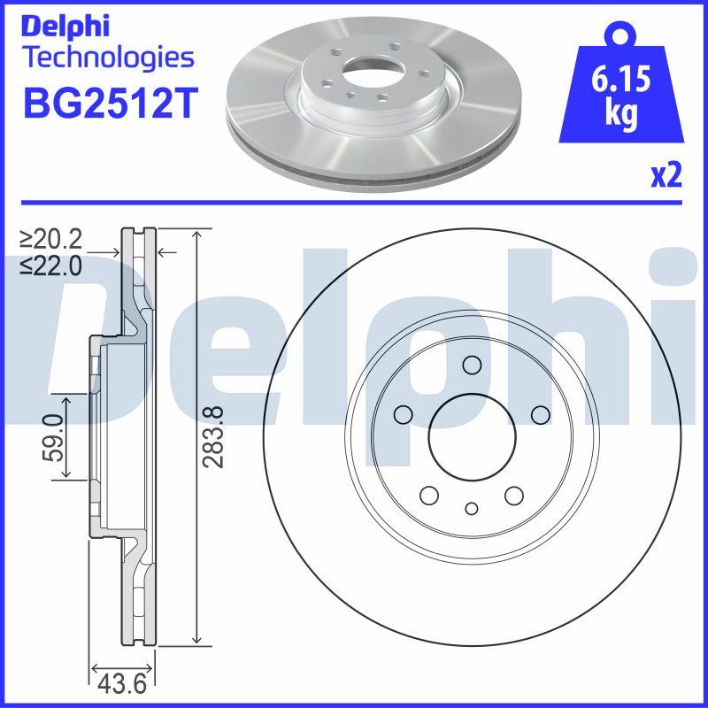 Delphi BG2512T - Bremžu diski adetalas.lv