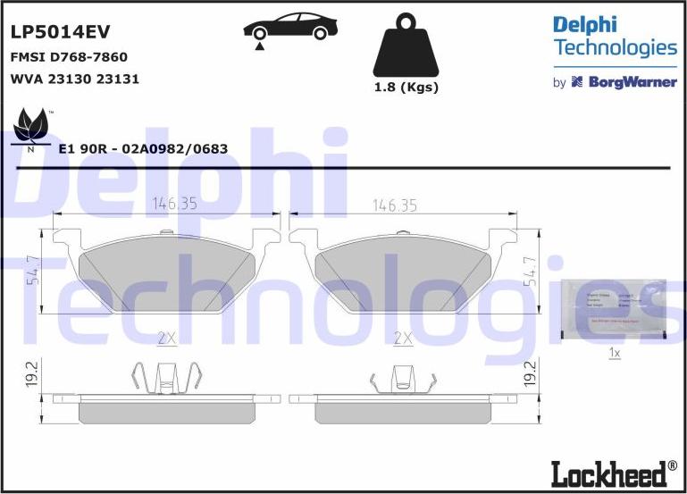 Delphi LP5014EV - Bremžu uzliku kompl., Disku bremzes adetalas.lv