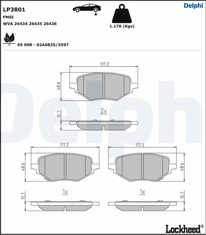 Delphi LP3801 - Bremžu uzliku kompl., Disku bremzes adetalas.lv