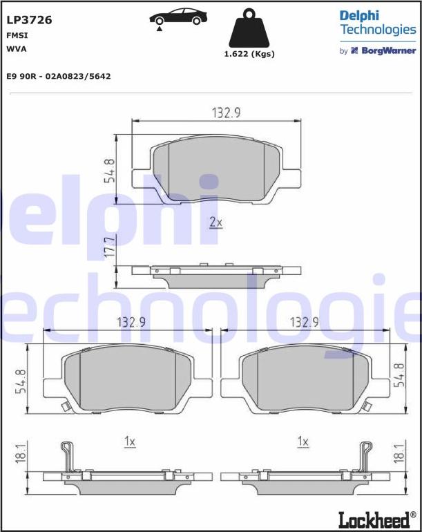 Delphi LP3726 - Bremžu uzliku kompl., Disku bremzes adetalas.lv