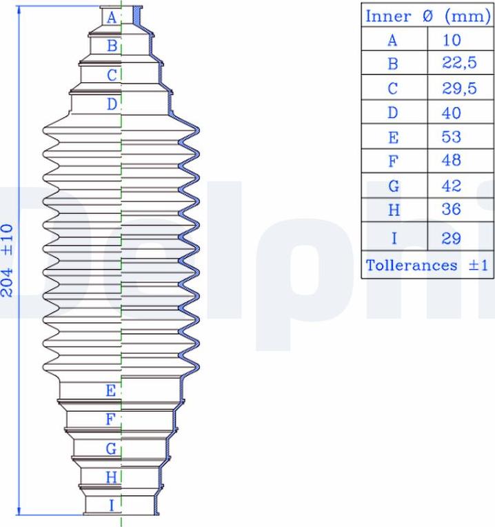 Delphi TBR1000 - Putekļusargu komplekts, Stūres iekārta adetalas.lv