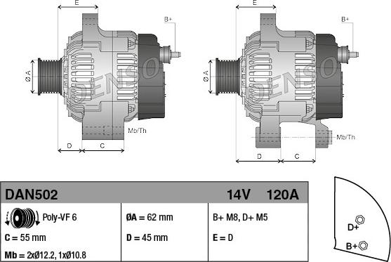 Denso DAN502 - Ģenerators adetalas.lv