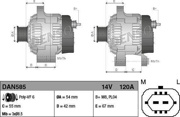 Denso DAN585 - Ģenerators adetalas.lv