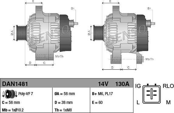 Denso DAN1481 - Ģenerators adetalas.lv