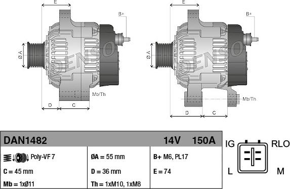 Denso DAN1482 - Ģenerators adetalas.lv