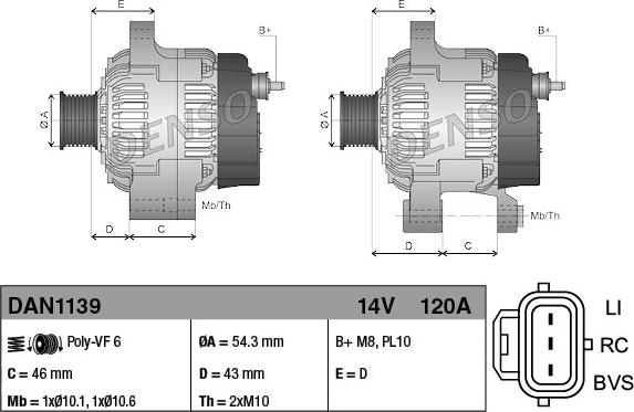 Denso DAN1139 - Ģenerators adetalas.lv