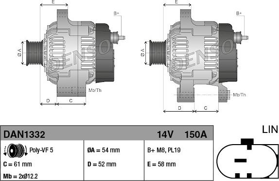 Denso DAN1332 - Ģenerators adetalas.lv