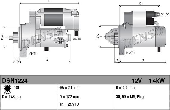 Denso DSN1224 - Starteris adetalas.lv