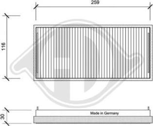 Diederichs DCI0019S - Filtrs, Salona telpas gaiss adetalas.lv