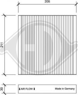 Diederichs DCI0198 - Filtrs, Salona telpas gaiss adetalas.lv