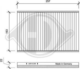 Diederichs DCI0145 - Filtrs, Salona telpas gaiss adetalas.lv