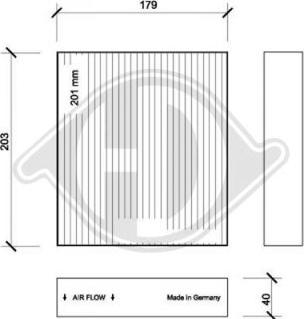 Diederichs DCI0124 - Filtrs, Salona telpas gaiss adetalas.lv