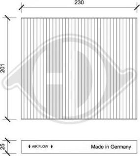 Diederichs DCI0205 - Filtrs, Salona telpas gaiss adetalas.lv