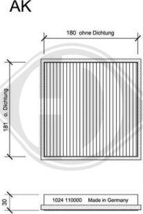 Diederichs DCI1024S - Filtrs, Salona telpas gaiss adetalas.lv